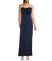 Lilly Pulitzer Carlynn Satin Bow Strapless Side Slit Maxi Dress