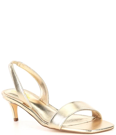 Lilly Pulitzer Cary Nappa Leather Skinny Strap Slingback Kitten Heel Dress Sandals