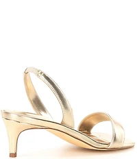 Lilly Pulitzer Cary Nappa Leather Skinny Strap Slingback Kitten Heel Dress Sandals