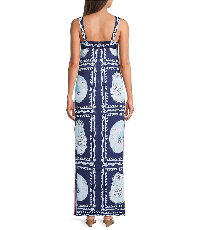 Lilly Pulitzer Casandra Shell Shine Print Sqaure Neck Sleeveless Maxi Dress