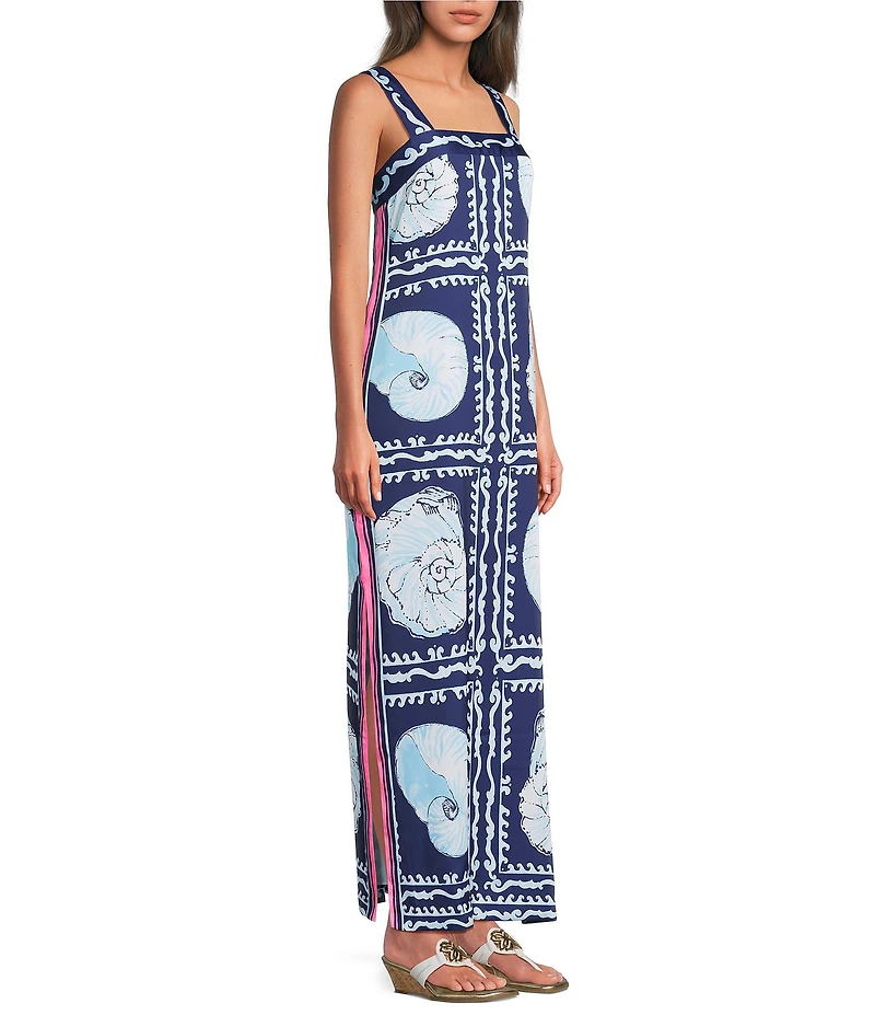 Lilly Pulitzer Casandra Shell Shine Print Sqaure Neck Sleeveless Maxi Dress