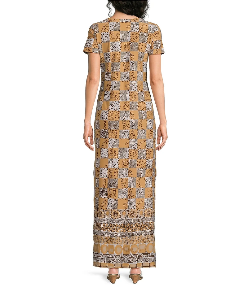 Lilly Pulitzer ChillyLilly Kaden UPF 50+ Cheetah Check Print Crew Neck Short Sleeve Maxi Dress