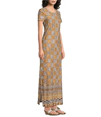 Lilly Pulitzer ChillyLilly Kaden UPF 50+ Cheetah Check Print Crew Neck Short Sleeve Maxi Dress