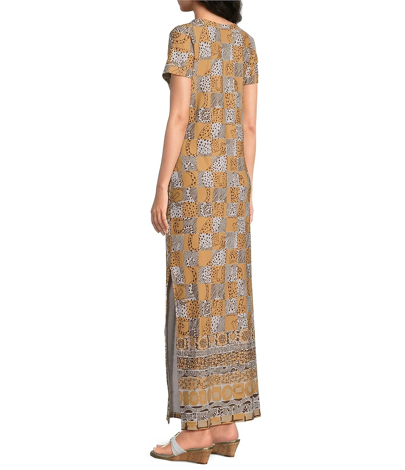 Lilly Pulitzer ChillyLilly Kaden UPF 50+ Cheetah Check Print Crew Neck Short Sleeve Maxi Dress