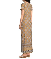 Lilly Pulitzer ChillyLilly Kaden UPF 50+ Cheetah Check Print Crew Neck Short Sleeve Maxi Dress