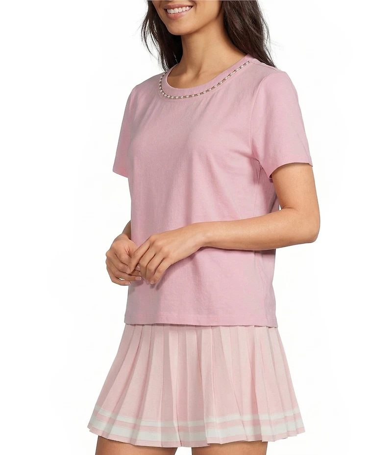 Lilly Pulitzer Clairmont Knit Pearl Crew Neck Short Sleeve Top