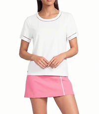 Lilly Pulitzer Clairmont Ladder Lace Knit Crew Neck Short Sleeve Tee Top