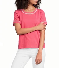 Lilly Pulitzer Clairmont Ladder Lace Knit Crew Neck Short Sleeve Tee Top