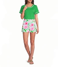 Lilly Pulitzer Clairmont Ladder Lace Knit Crew Neck Short Sleeve Tee Top