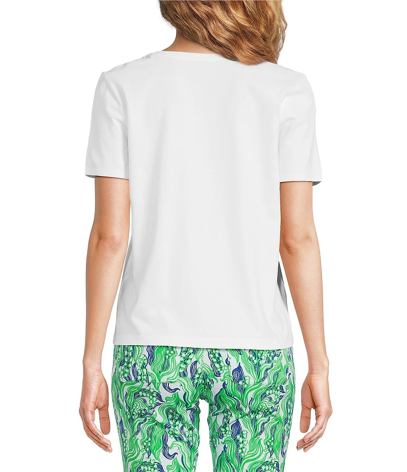 Lilly Pulitzer Clairmont Pearl Knit Crew Neck Short Sleeve Top