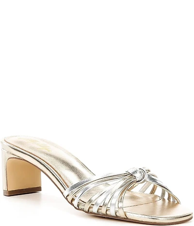 Lilly Pulitzer Cora Strappy Leather Knotted Two Tone Slide Dress Slide Sandals