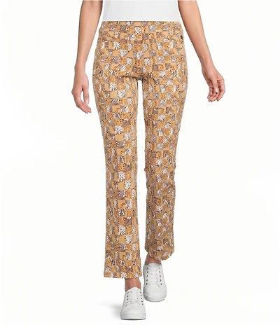 Lilly Pulitzer Corso Stretch Woven Cheetah Checks Print UPF 50+ Moisture Wicking Pull-On Pants