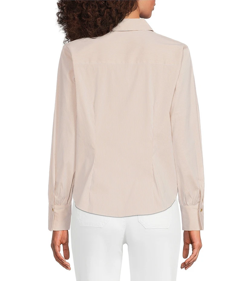 Lilly Pulitzer Cotton Poplin Notch Collar Long Sleeve Button Tie-Front Shirt