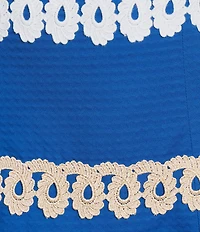 Lilly Pulitzer Davis Wave Jacqaurd Square Neck Sleeveless Lace Trim Dress