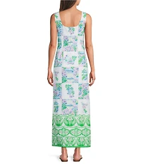Lilly Pulitzer Dee Stretch Sunny Dee Patch Print Round Neck Sleeveless Shift Maxi Dress