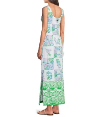 Lilly Pulitzer Dee Stretch Sunny Dee Patch Print Round Neck Sleeveless Shift Maxi Dress