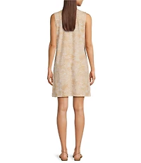 Lilly Pulitzer Dev Pima Cotton Knit Palm Beach Print Split V-Neck Sleeveless Sheath Dress