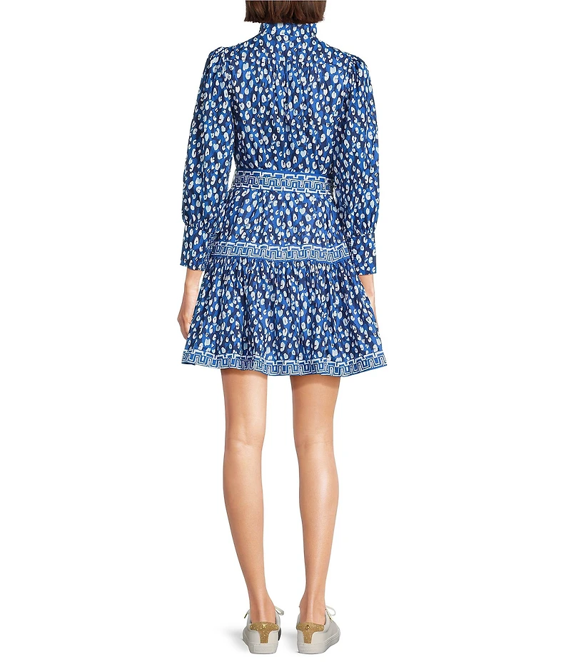 Lilly Pulitzer Drena You're An Animal Print Stand Collar 3/4 Sleeve Tie Waist Dress