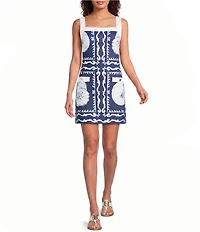 Lilly Pulitzer Duffy Pique Shell Shine Print Square Neck Sleeveless Shift Dress