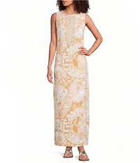 Lilly Pulitzer Edita Satin Crepe Scalloped Neck Sleeveless Lace Trim Maxi Shift Dress