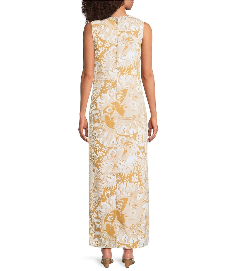 Lilly Pulitzer Edita Satin Crepe Scalloped Neck Sleeveless Lace Trim Maxi Shift Dress