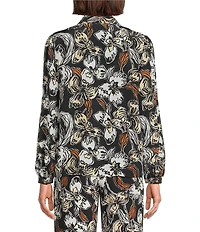 Lilly Pulitzer Elanor Coordinating Onyx Irresistible Printed Silk Tie V-Neck Long Sleeve Top