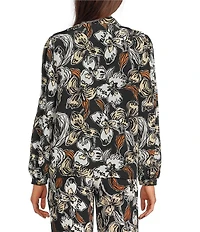 Lilly Pulitzer Elanor Coordinating Onyx Irresistible Printed Silk Tie V-Neck Long Sleeve Top