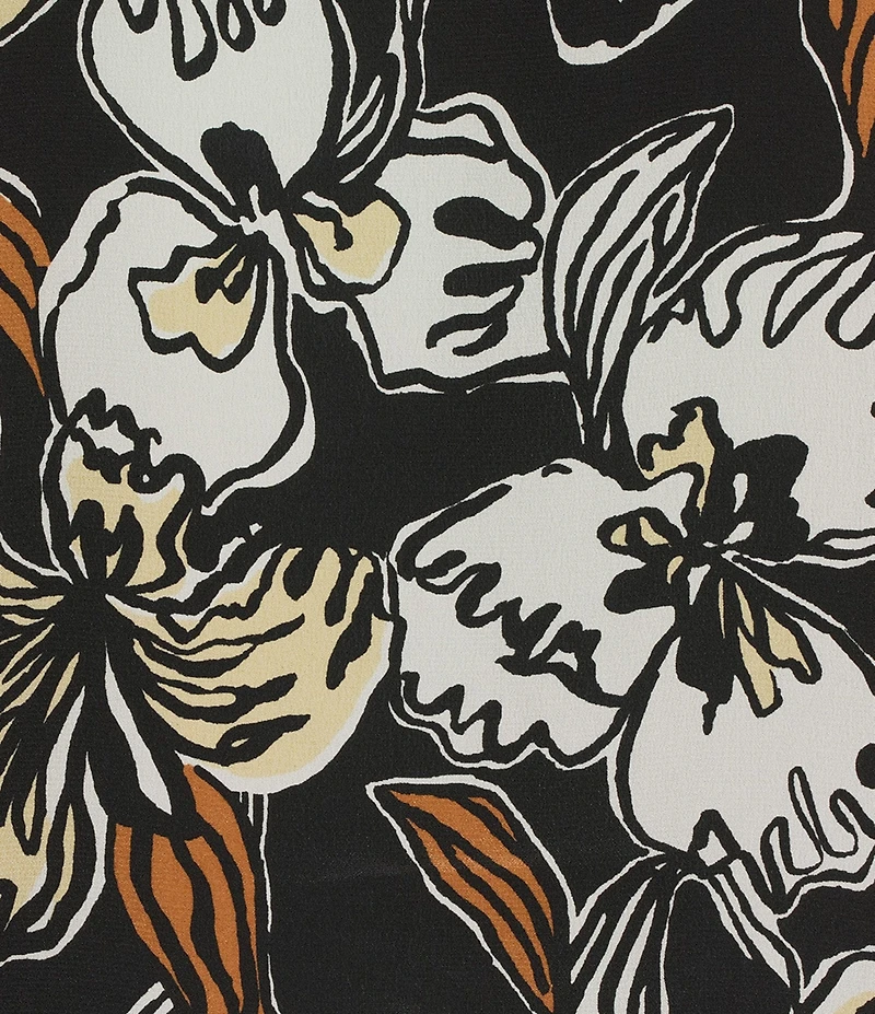 Lilly Pulitzer Elanor Coordinating Onyx Irresistible Printed Silk Tie V-Neck Long Sleeve Top