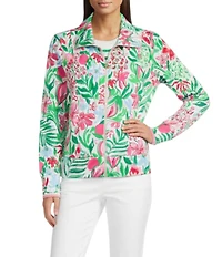 Lilly Pulitzer Eleni UPF 50+ Glowing Gardens Print Point Collar Long Sleeve Zip-Up Jacket