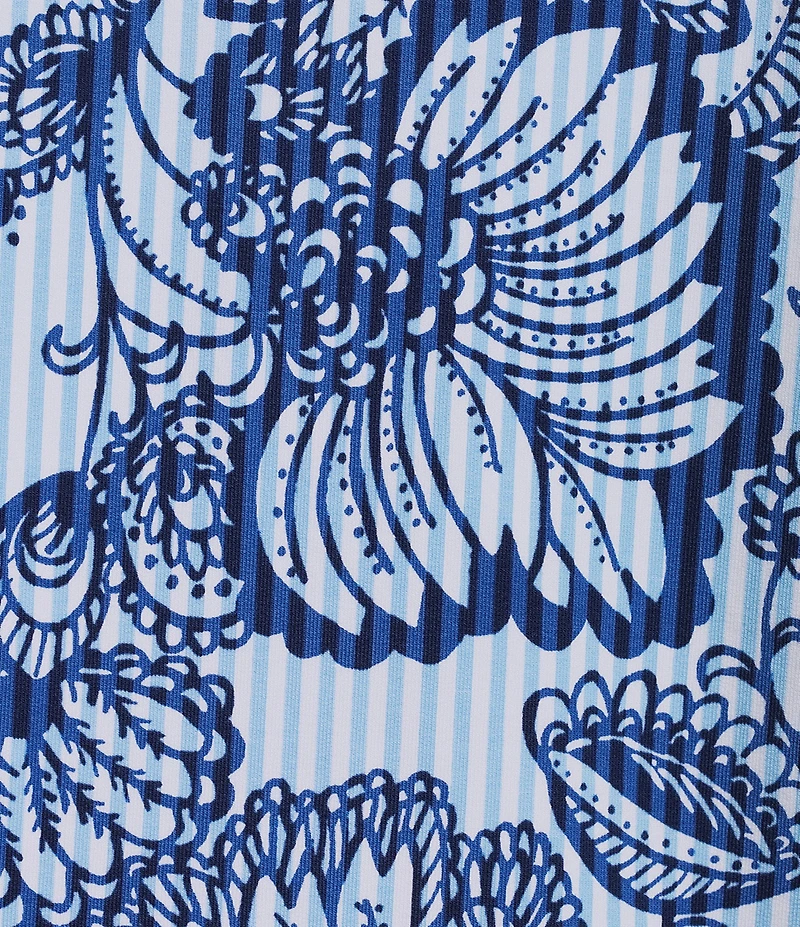 Lilly Pulitzer Eleni UPF 50+ Proud As A Peacock Print Stand Collar Long Sleeve Pullover