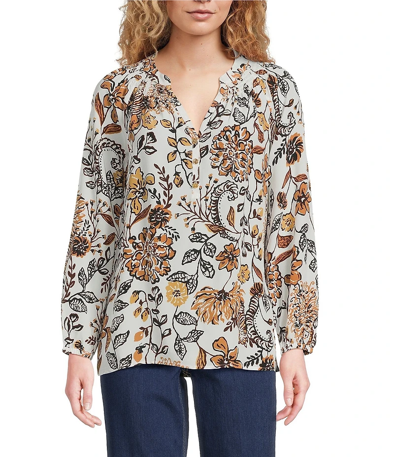 Lilly Pulitzer Elsa Coconut Take Meowt Printed Silk Notch Neck Long Sleeve Blouse