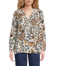 Lilly Pulitzer Elsa Coconut Take Meowt Printed Silk Notch Neck Long Sleeve Blouse