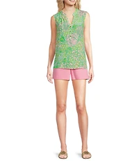 Lilly Pulitzer Elsa Printed Silk V-Neck Sleeveless Blouse