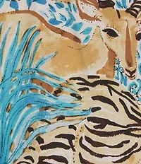 Lilly Pulitzer Elsa Coordinating Silk Breezy Aqua Lilys Zoo Print Notch Collar Bracelet Sleeve Blouse