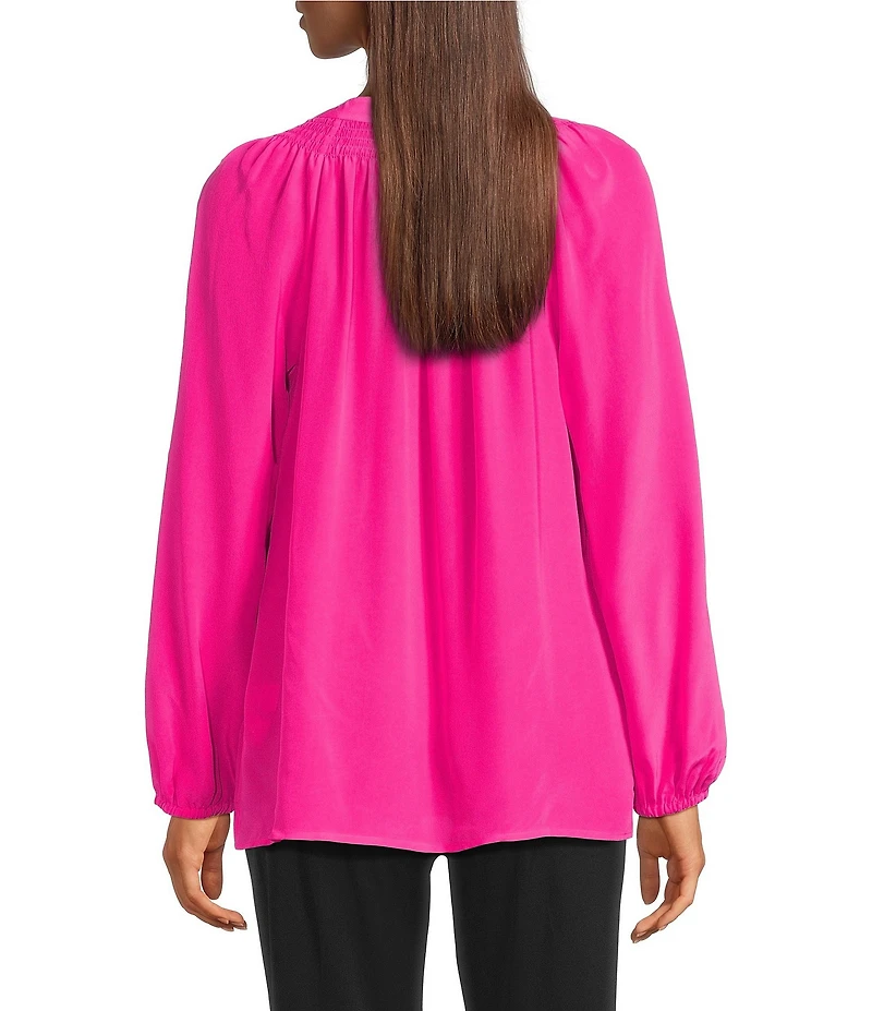Lilly Pulitzer Elsa Silk Notch Neck Long Sleeve Blouse