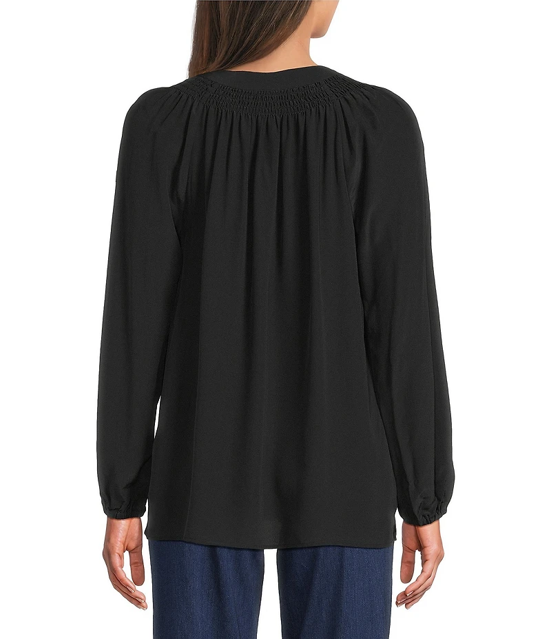 Lilly Pulitzer Elsa Silk Notch Neck Long Sleeve Half Button Top