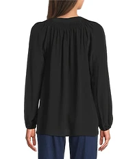 Lilly Pulitzer Elsa Silk Notch Neck Long Sleeve Half Button Top