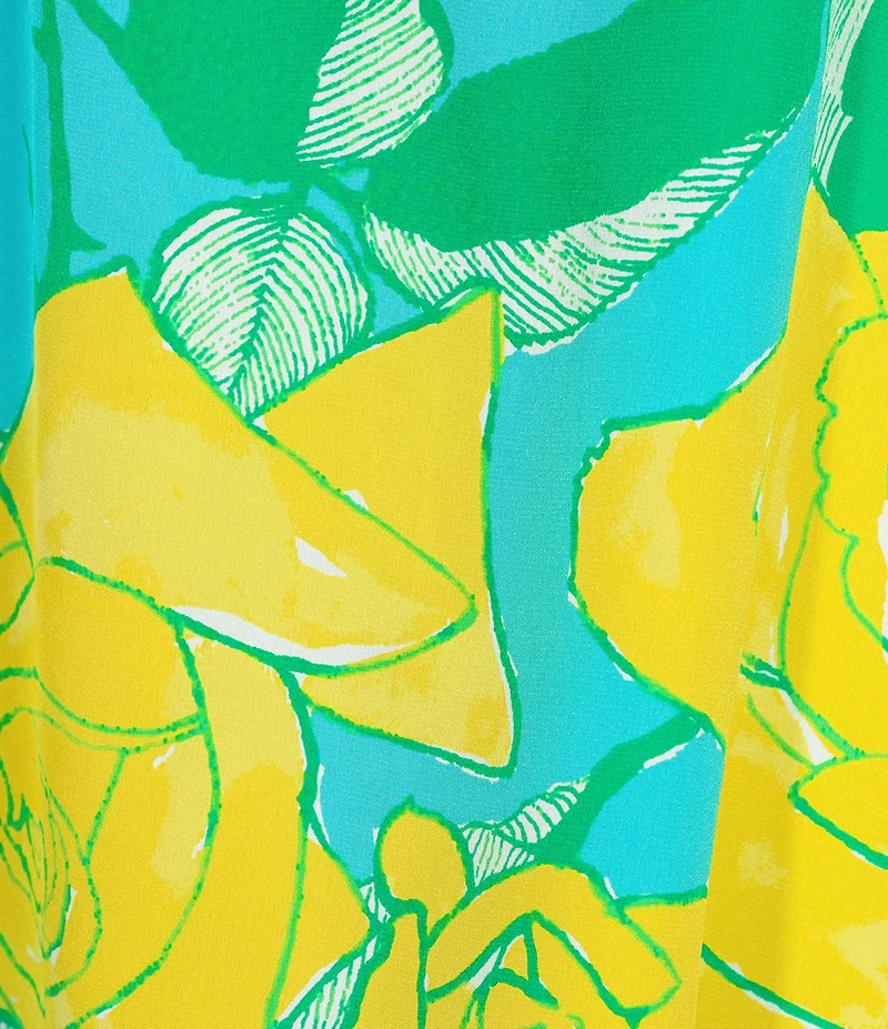 Lilly Pulitzer Elsa Silk Rose Bud Print Notch Neck Bracelet Sleeve Blouse