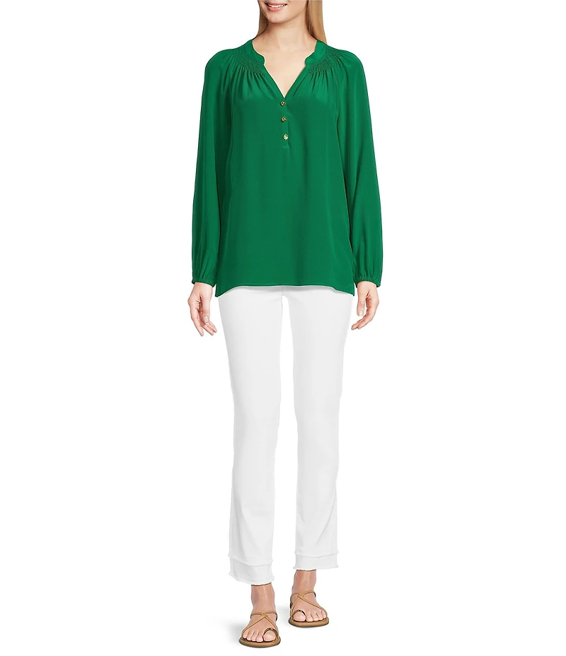 Lilly Pulitzer Elsa Silk V-Neck Bracelet Sleeve Top