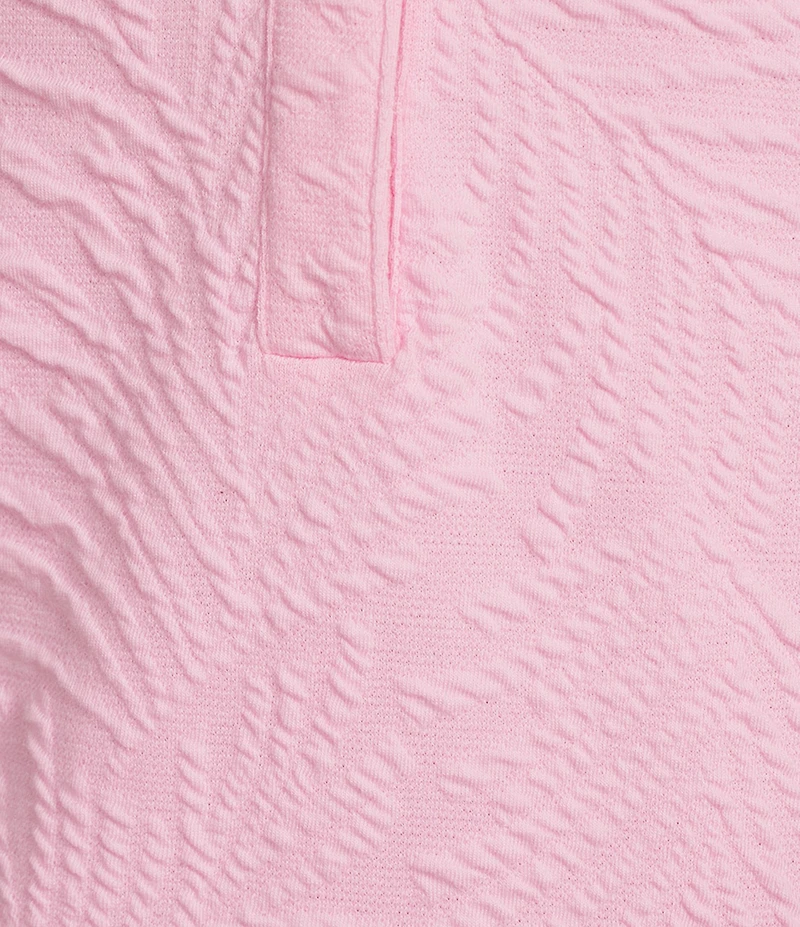 Lilly Pulitzer Elsey Leafy Knit Pucker Jacquard Ruffle Notch Collar Sleeveless Shift Dress