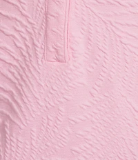 Lilly Pulitzer Elsey Leafy Knit Pucker Jacquard Ruffle Notch Collar Sleeveless Shift Dress