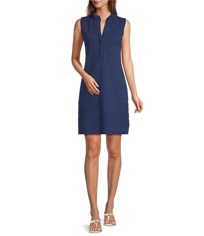 Lilly Pulitzer Elsey Leafy Pucker Jacquard Ruffle Collar Sleeveless Shift Dress