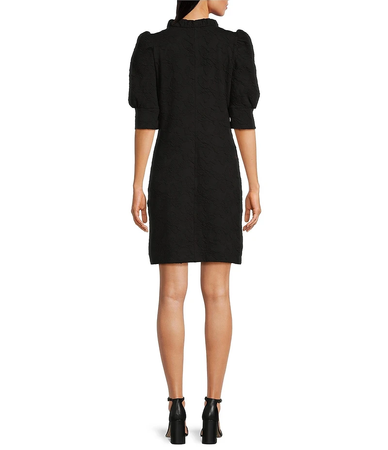 Lilly Pulitzer Elsey Pucker Jacquard Split V-Neck Elbow Sleeve Shift Dress