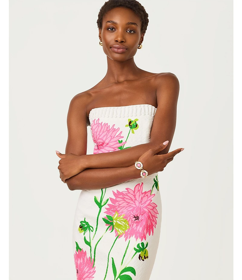 Lilly Pulitzer Elyse Floral Jacqaurd Strapless Maxi Dress