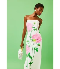 Lilly Pulitzer Elyse Floral Jacqaurd Strapless Maxi Dress