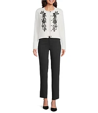 Lilly Pulitzer Emmarose Cashmere Knit Floral Embroidered Round Neck Long Sleeve Cardigan