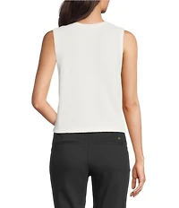 Lilly Pulitzer Emmarose Cashmere Knit Floral Embroidered Round Neck Long Sleeve Cardigan Tank Set