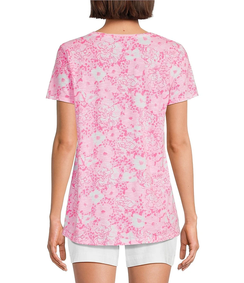 Lilly Pulitzer Etta Burst Of Joy Floral Print Crew Neck Short Sleeve Tee