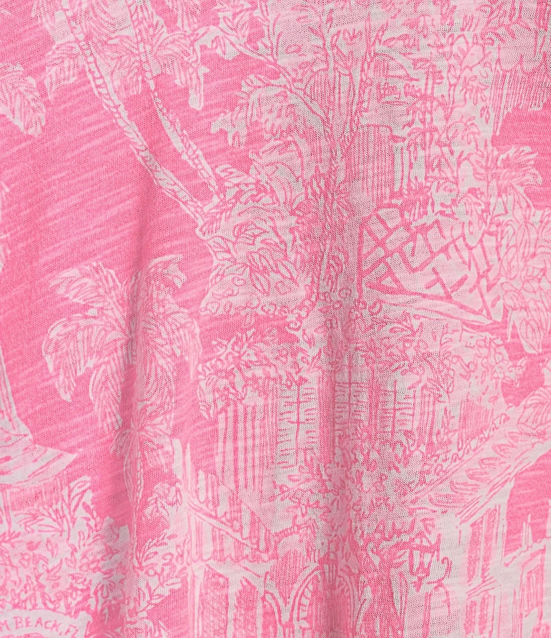 Lilly Pulitzer Etta Knit Anniversary Toile Print V-Neck Short Sleeve Tee