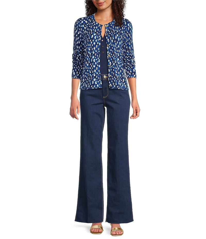 Lilly Pulitzer Fairley You're An Animal Print Crew Neck Long Sleeve Cardigan
